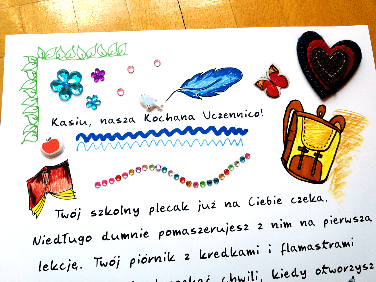 Jagodowy List od rodzica/bliskiej osoby wspierający Pierwszoklasistę
